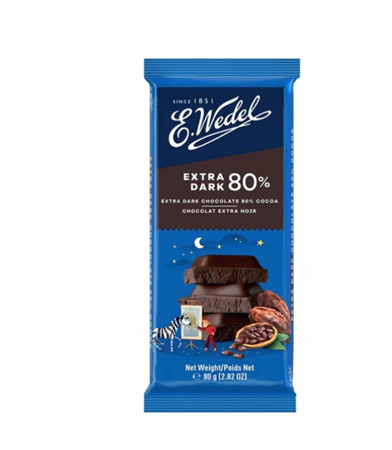 Wedel Extra Dark 80 percent Cococa Chocolate Bar 80g